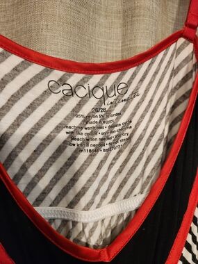 Cacique Black and Red V-Neck Tank Nightdress